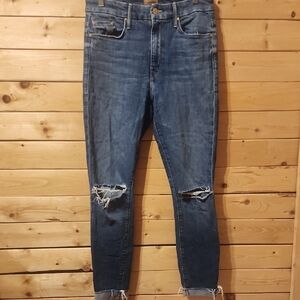 Womens MOTHER JEANS Size 27 Ankle Frayed The Looker Inseam 25in Cotton